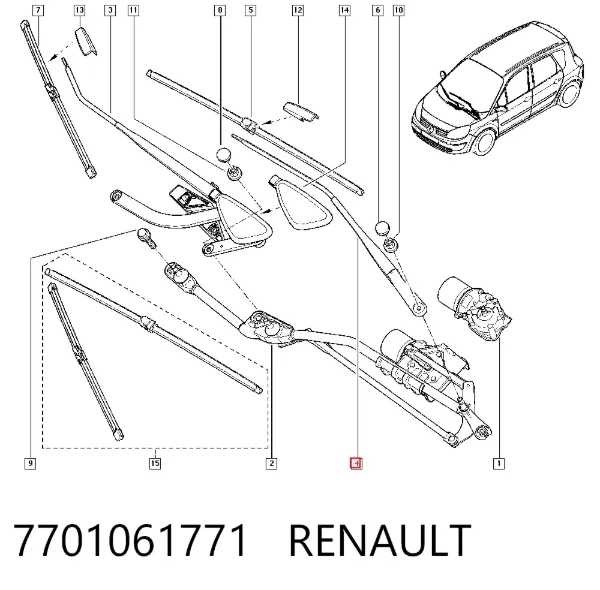 Поводок стеклоочистителя 7701061771 Renault (RVI)