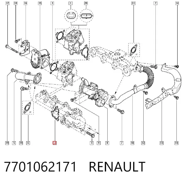 Прокладка EGR-клапана рециркуляции 7701062171 Renault (RVI)