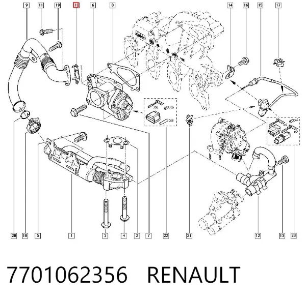 Прокладка EGR-клапана рециркуляции 7701062356 Renault (RVI)