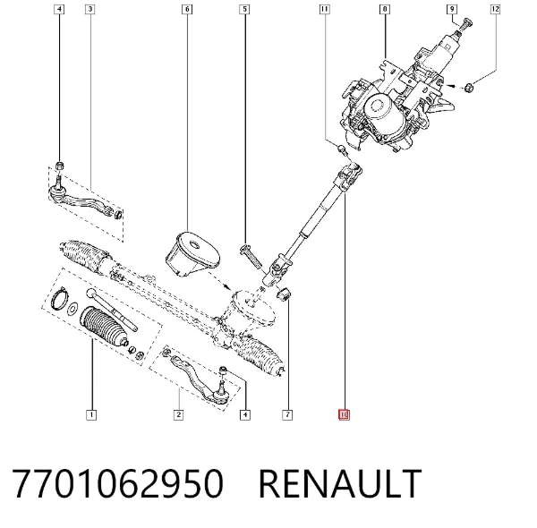 Вал рулевой колонки 7701062950 Renault (RVI)