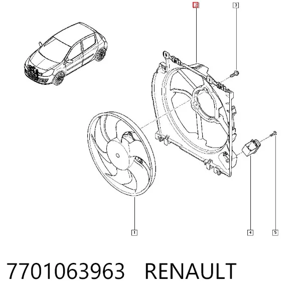 Диффузор радиатора 7701063963 Renault (RVI)