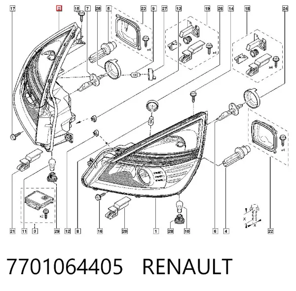 Правая фара 7701064405 Renault (RVI)