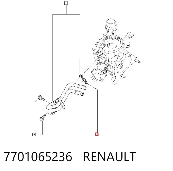 Шланг (патрубок) жидкостного охлаждения турбины, подача 7701065236 Renault (RVI)
