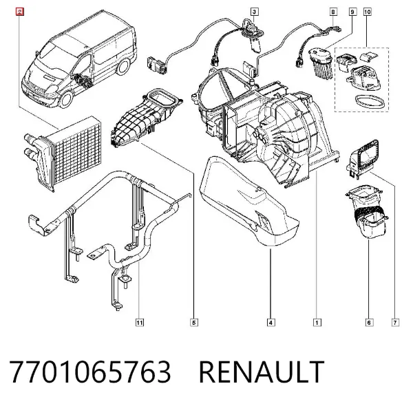 Радиатор печки 7701065763 Renault (RVI)