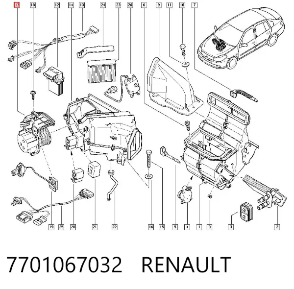 Вентилятор печки 7701067032 Renault (RVI)
