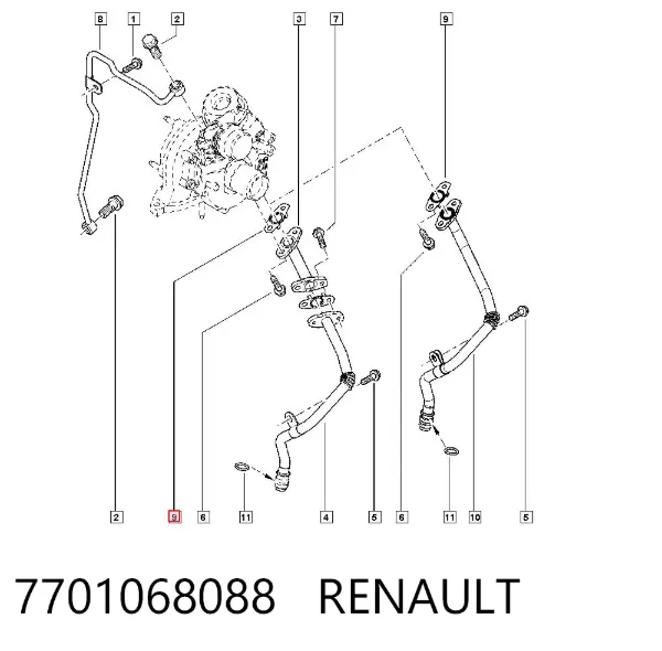 Прокладка шланга отвода масла от турбины 7701068088 Renault (RVI)