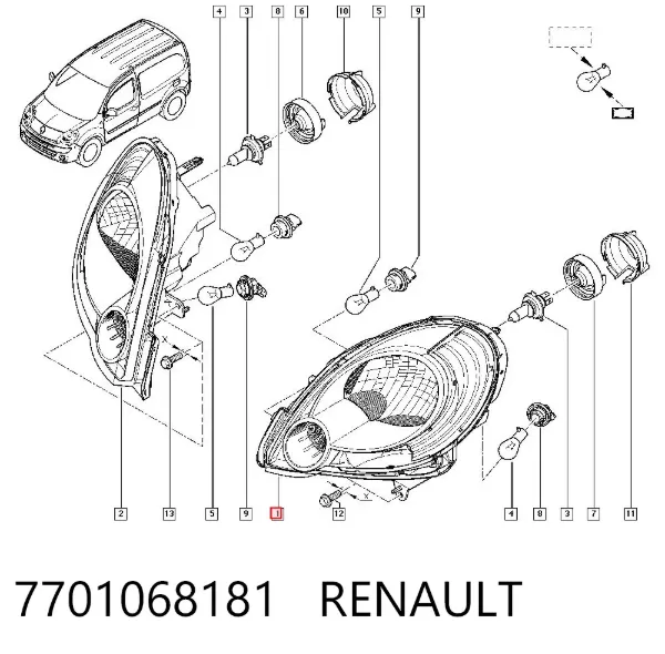 Левая фара 7701068181 Renault (RVI)