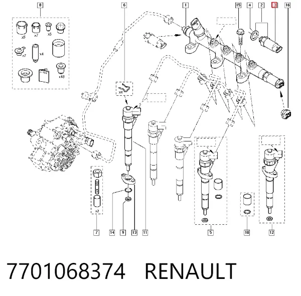 Регулятор давления топлива 7701068374 Renault (RVI)