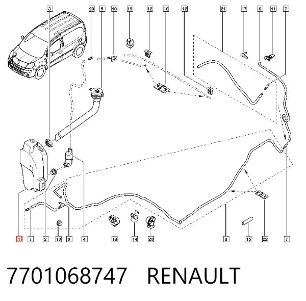 Бачок омывателя 7701068747 Renault (RVI)