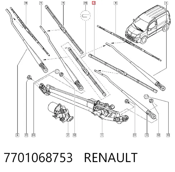Щетки стеклоочистителя 7701068753 Renault (RVI)