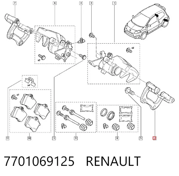 Скоба заднего суппорта 7701069125 Renault (RVI)