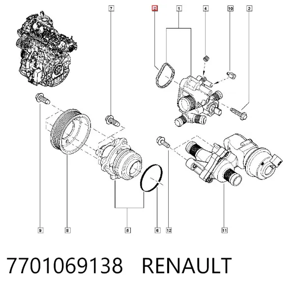 Прокладка термостата 7701069138 Renault (RVI)
