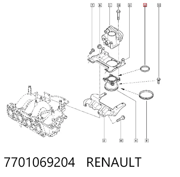 Прокладка дроссельной заслонки 7701069204 Renault (RVI)