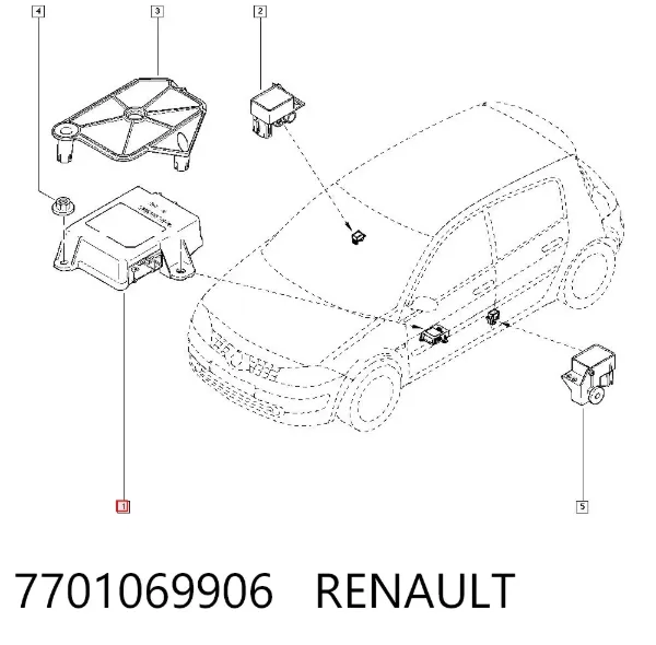Модуль-процессор управления подушкой безопасности (ЭБУ AIRBAG) 7701069906 Renault (RVI)