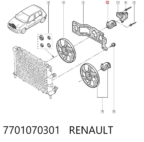 Мотор вентилятора системы охлаждения 7701070301 Renault (RVI)