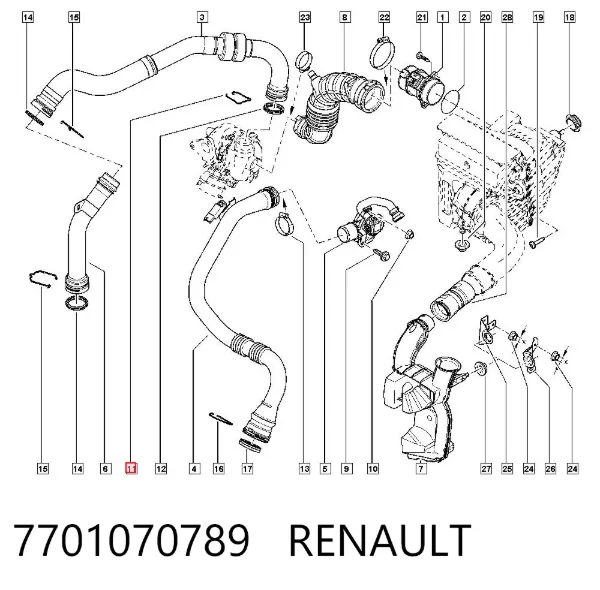 Скоба патрубка интеркуллера 7701070789 Renault (RVI)
