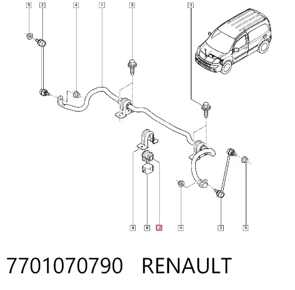 Втулка стабилизатора переднего 7701070790 Renault (RVI)