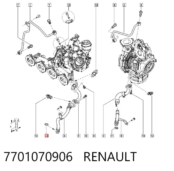 Прокладка шланга отвода масла от турбины 7701070906 Renault (RVI)