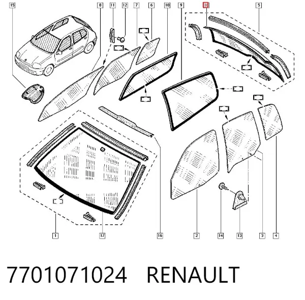 Стекло багажника двери 3/5-й задней (ляды) 7701071024 Renault (RVI)