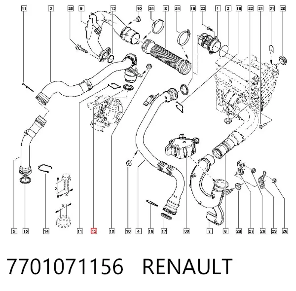 Прокладка турбины нагнетаемого воздуха, прием 7701071156 Renault (RVI)