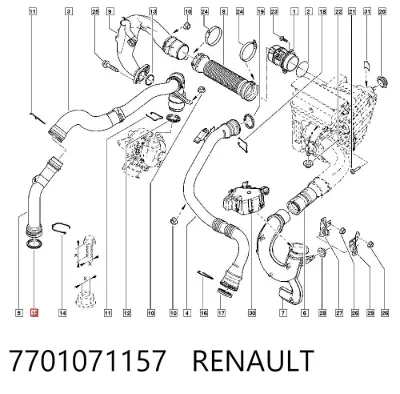 Кольцо патрубка турбины, нагнетаемого воздуха RENAULT 7701071157