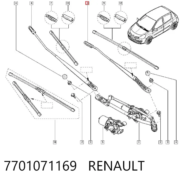 Поводок стеклоочистителя 7701071169 Renault (RVI)