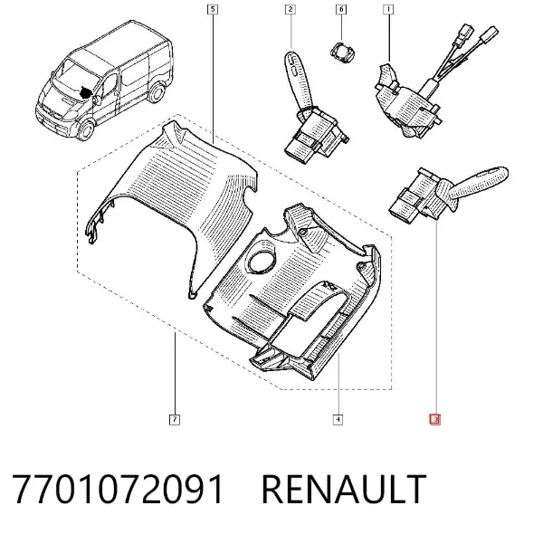 Левый подрулевой переключатель 7701072091 Renault (RVI)