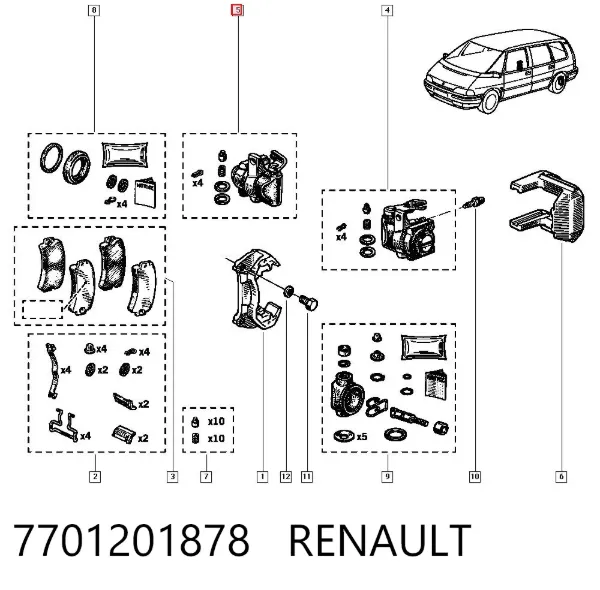 Суппорт задний правый 7701201878 Renault (RVI)