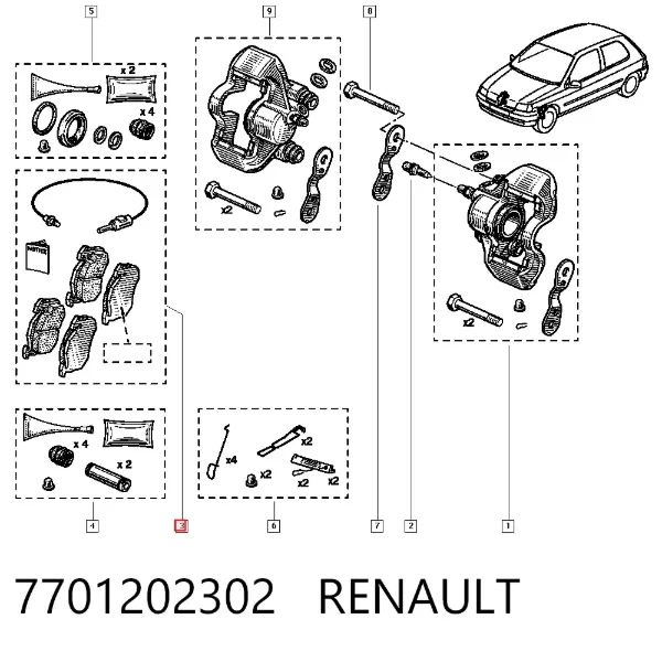 Передние тормозные колодки 7701202302 Renault (RVI)