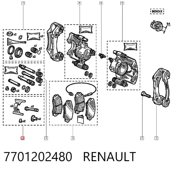 Пружинная защелка суппорта 7701202480 Renault (RVI)