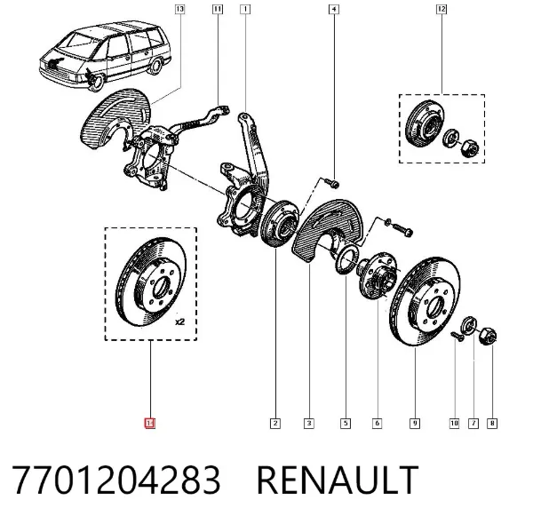 Передние тормозные диски 7701204283 Renault (RVI)