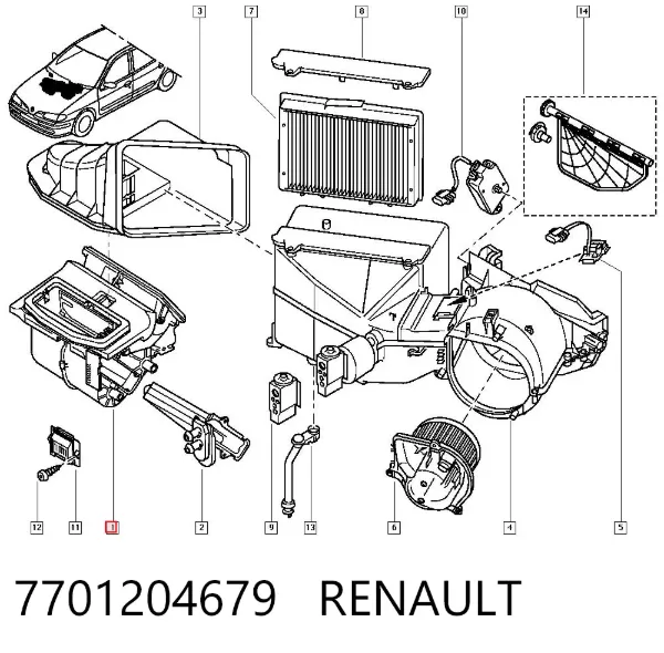 Корпус печки в сборе 7701204679 Renault (RVI)