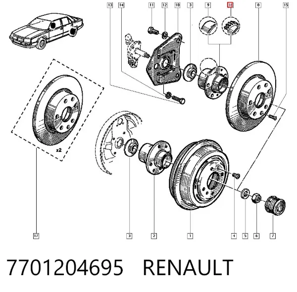 Задняя ступица 7701204695 Renault (RVI)