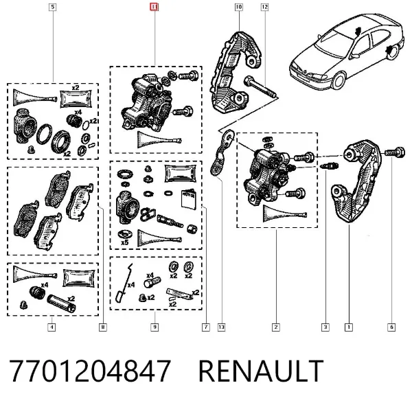 Суппорт задний правый 7701204847 Renault (RVI)