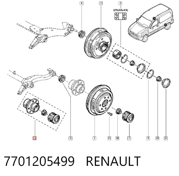 Задняя ступица 7701205499 Renault (RVI)