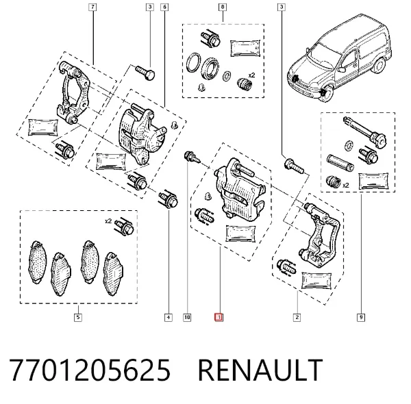 Суппорт тормозной передний левый 7701205625 Renault (RVI)
