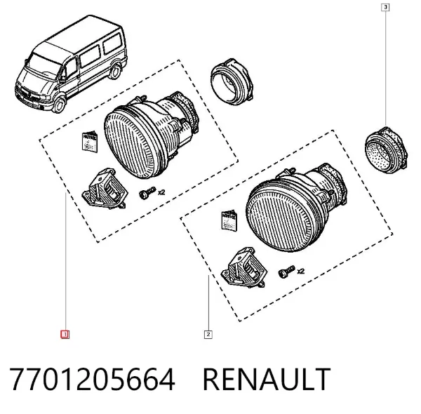Фара противотуманная правая 7701205664 Renault (RVI)