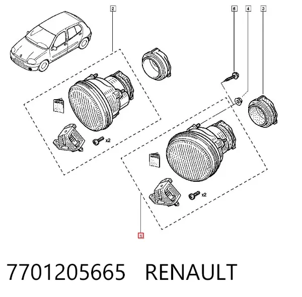 Фара противотуманная левая 7701205665 Renault (RVI)