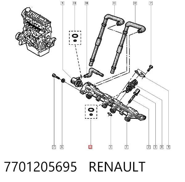 Кольцо форсунки 7701205695 Renault (RVI)