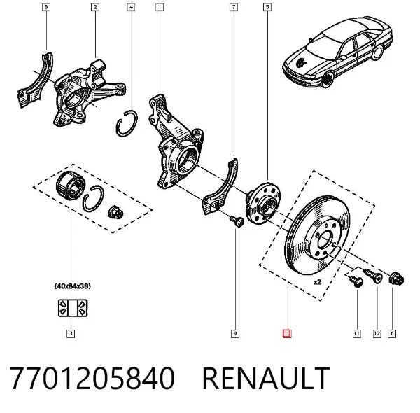 Передние тормозные диски 7701205840 Renault (RVI)