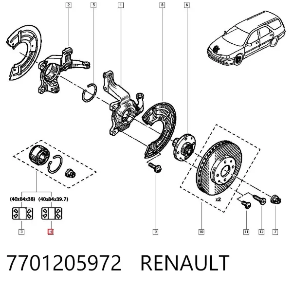 Подшипник ступицы 7701205972 Renault (RVI)