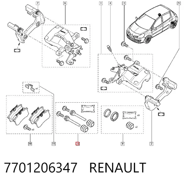 Ремкомплект суппорта 7701206347 Renault (RVI)