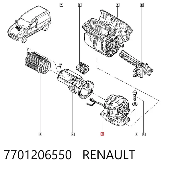 Вентилятор печки 7701206550 Renault (RVI)