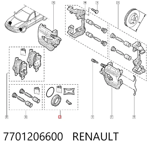 Ремкомплект суппорта 7701206600 Renault (RVI)