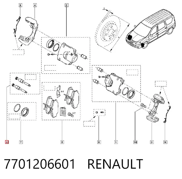 Ремкомплект переднего суппорта 7701206601 Renault (RVI)