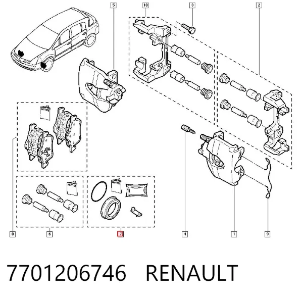 Ремкомплект переднего суппорта 7701206746 Renault (RVI)