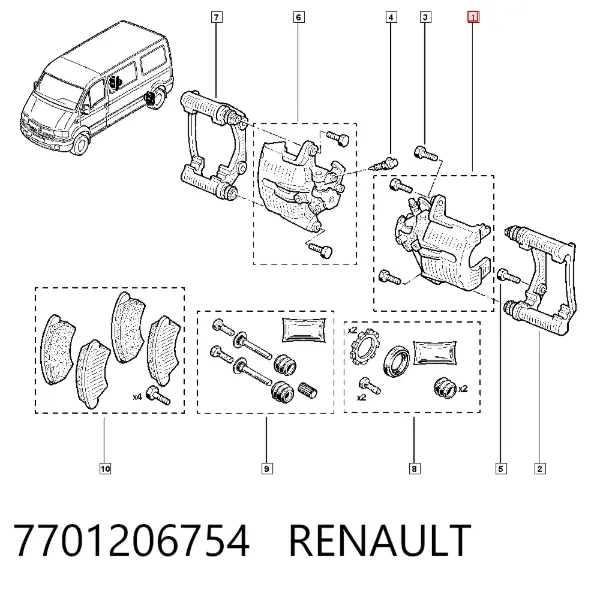 Суппорт задний левый 7701206754 Renault (RVI)