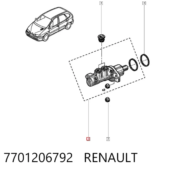 Главный тормозной цилиндр 7701206792 Renault (RVI)