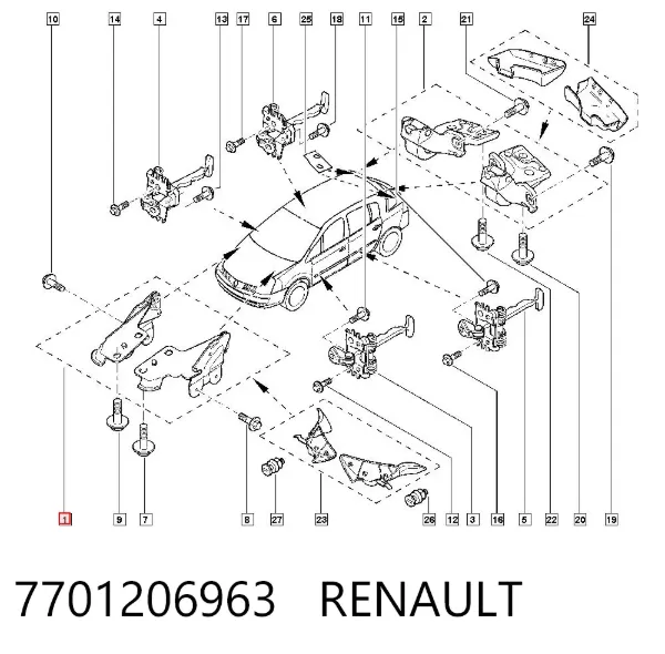 Петля капота 7701206963 Renault (RVI)