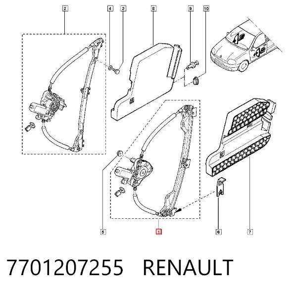 Стеклоподъемник передней левой двери 7701207255 Renault (RVI)